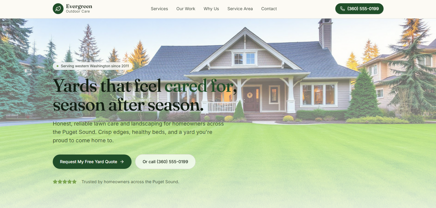 Evergreen Outdoor Care website preview