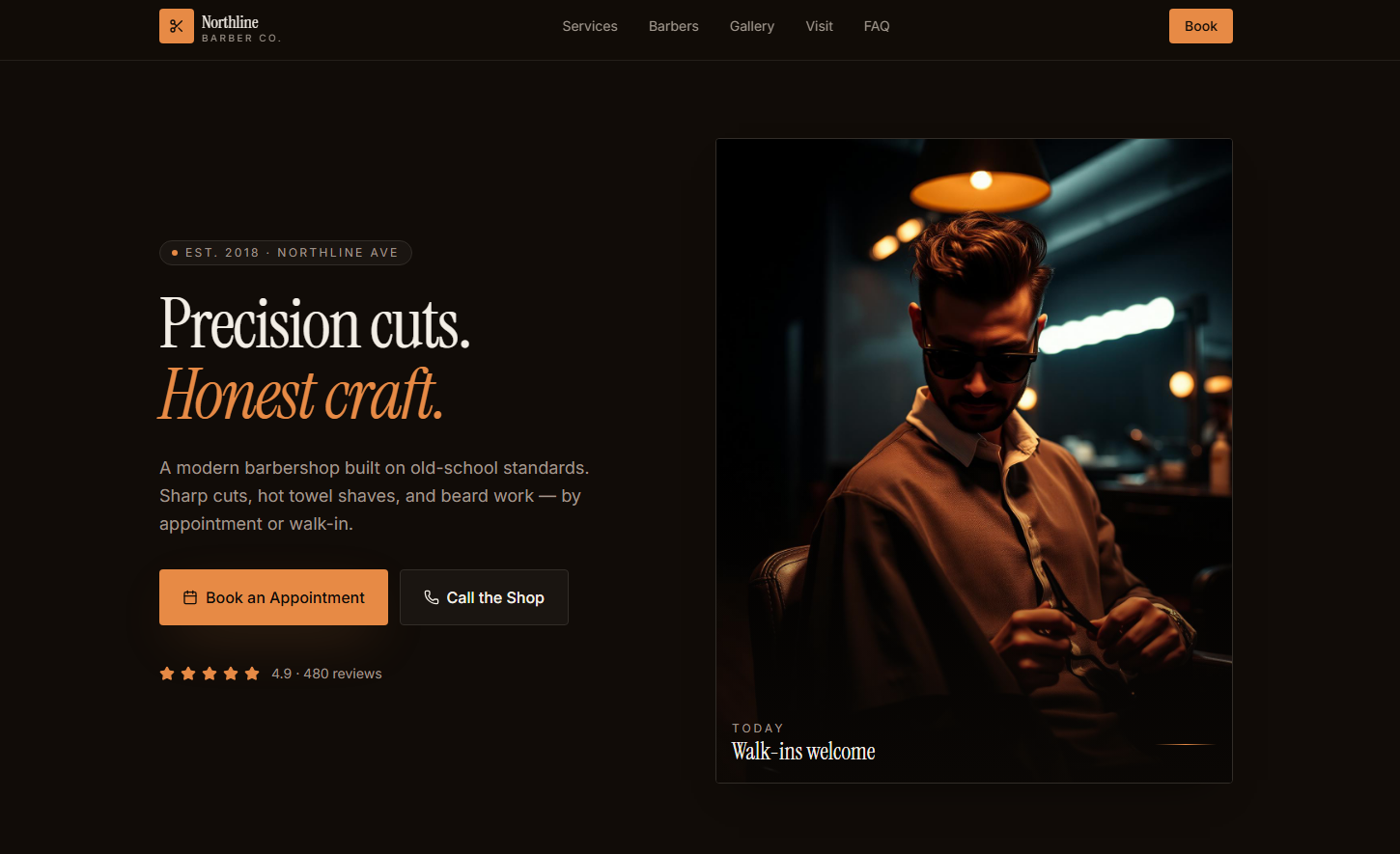 Northline Barber Co. website preview
